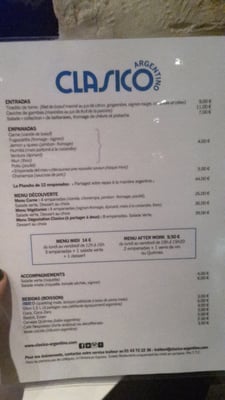 Menu photo 2 Clasico Argentino Paris, 75