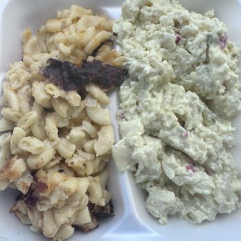 Dilworth's BBQ - Burnt Macaroni and cheese with potato salad this portion was $10 - Barbeque Near Me - Lithonia, Georgia Dilworth's BBQ - Burnt Macaroni and cheese with potato salad this portion was $10 - Barbeque Near Me - Lithonia, Georgia