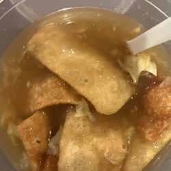 KT PHO Asian Restaurant - Hot and sour soup with wonton crisps