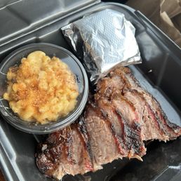 Mac and cheese, brisket, and corn bread Mac and cheese, brisket, and corn bread