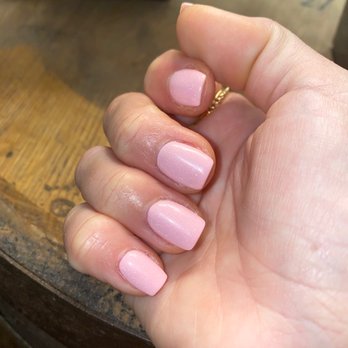 Gem Nails & Spa - Light pink with thin glitter. Dip - Nail Salons Near Me - Dunedin, Florida