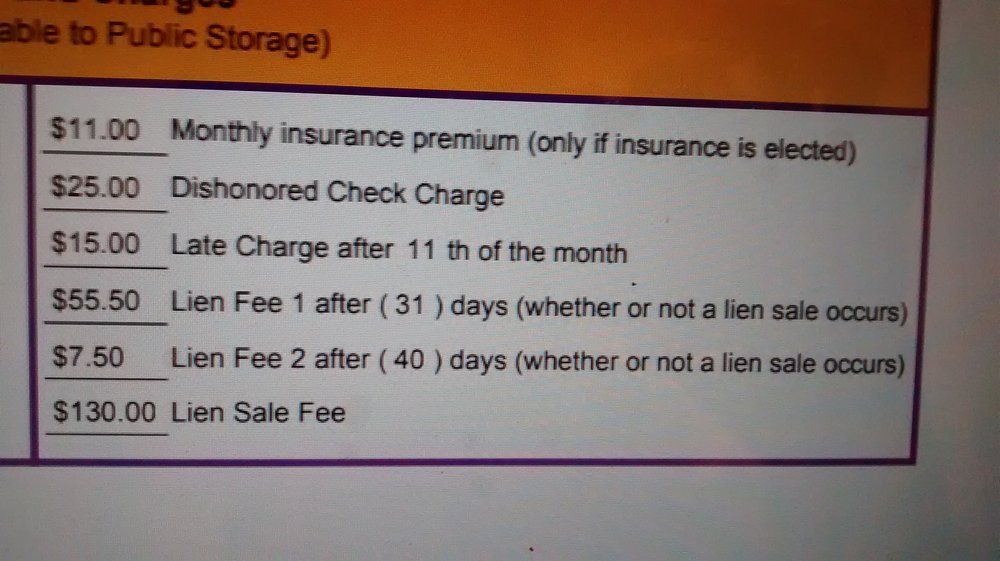 Public Storage Late Fees Dandk Organizer