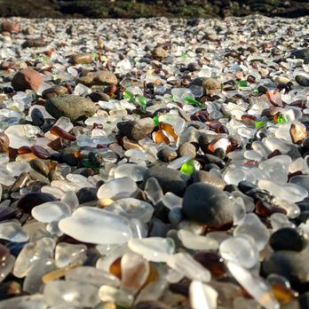 Glass Beach - The Glass Beach cove shown on the park's map is literally covered in glass. Go at low tide. Don't take any glass home. Pic taken 7/5/2019. - Beaches Near Me Glass Beach - The Glass Beach cove shown on the park's map is literally covered in glass. Go at low tide. Don't take any glass home. Pic taken 7/5/2019. - Beaches Near Me