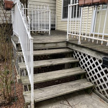 Jep Construction - Our "before" - wood quickly degrading and a rickety garden border as a "railing" - General Contractors Near Me