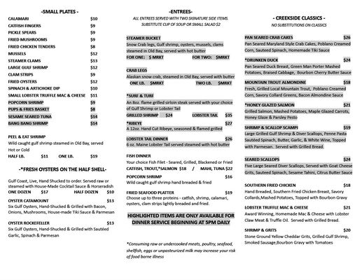 Menu photo 8 Creekside Oyster House & Grill Sylva, NC Menu photo 8 Creekside Oyster House & Grill Sylva, NC