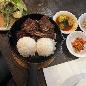 Iron Pot - Kalbi beef with salad and banchan... $16 - Korean Near Me - Kent, Washington Iron Pot - Kalbi beef with salad and banchan... $16 - Korean Near Me - Kent, Washington