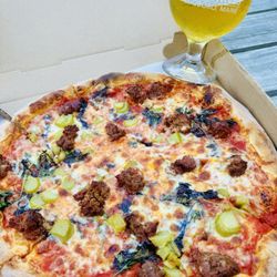 Odd Alewives - Chorizo and pickled rhubarb pizza.