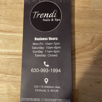 Trendi Nailz & Spa - Hours & Phone Number - Nail Salons Near Me - Elmhurst, Illinois Trendi Nailz & Spa - Hours & Phone Number - Nail Salons Near Me - Elmhurst, Illinois