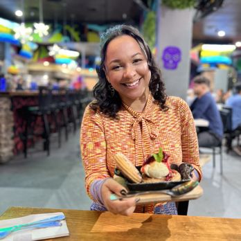 Kalaveras - Me holding my birthday dessert! - Bars Near Me - Moreno Valley, California