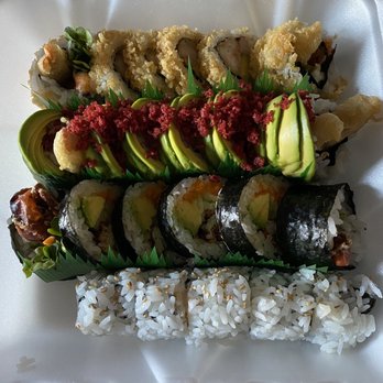 Riyoma - Crunch roll, Benihana roll, dragon roll and scallop roll - Japanese Near Me - El Paso, Texas