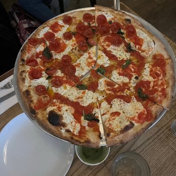 Juliana's - Margherita Pizza with pepperoni added - Pizza Near Me - Brooklyn, New York