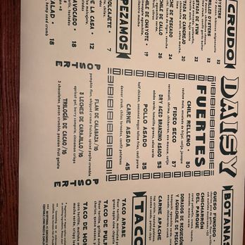 Daisy - Menu 2/2026 - Cocktail Bars Near Me - Los Angeles, California
