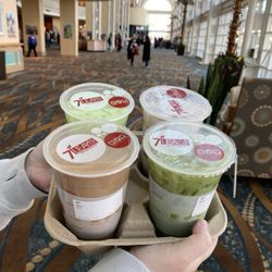 Mung Bean Milk Tea, Taro Milk Tea, Jasmine Milk Tea and Japanese Matcha Soy Tea