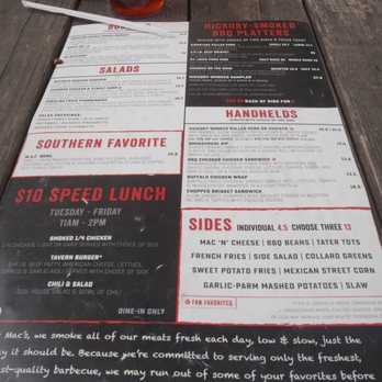Mac's Speed Shop - the menu - Barbeque Near Me - Greenville, South Carolina