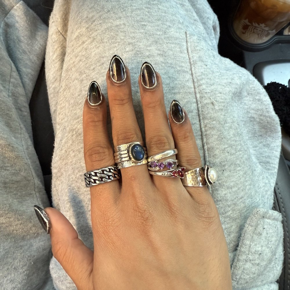 New Moon Nails - cute design, just super messy around the edges - Waxing Near Me - Mesa, Arizona