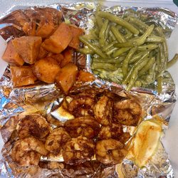 A Taste of New Orleans - Blacked Shrimp with Green beans & Yams