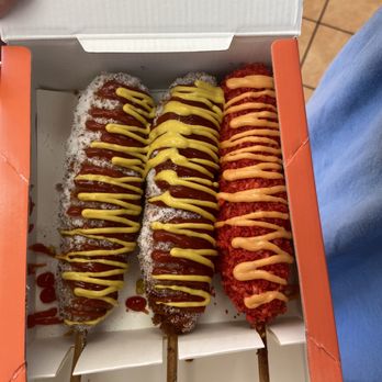 Two Hands - All beef Classic Dog & Spicy Dogs to go !  Sugar & Salt w/ mustard & hot Cheetos crust! This is like a SAVORY DONUT ! - Hot Dogs Near Me - Avondale, Arizona