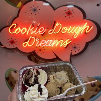 Cookie Dough Dreams - Five Scoop Cookie Dough Sampler and Soft Serve - Desserts Near Me - Burbank, California Cookie Dough Dreams - Five Scoop Cookie Dough Sampler and Soft Serve - Desserts Near Me - Burbank, California