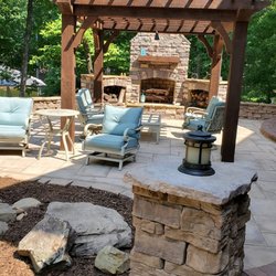 H2 Sitework - Brick and outdoor fireplace by H2 Sitework