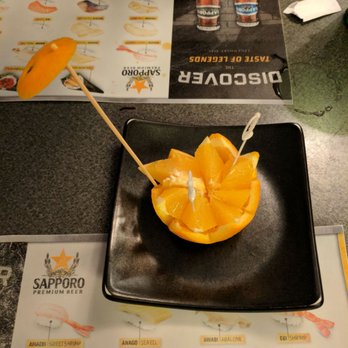 Yamado Japanese Restaurant - I didn't even get a pic of our meal bc we were so hungry! But this little carved orange came at the end. :) - Japanese Near Me - Naperville, Illinois