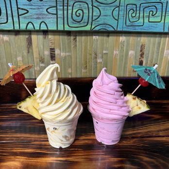 Pineapple Lagoon - Pineapple on left; strawberry on right - Ice Cream & Frozen Yogurt Near Me - Garden Grove, California