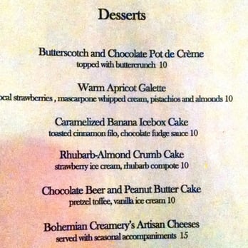 Town Hall - Desserts menu (Friday dinner 2014-06-06) - New American Near Me - San Francisco, California