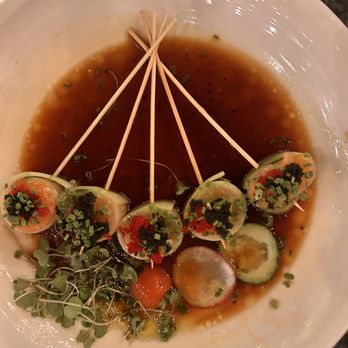 Oku - Shiso Salmon Lollipops - Sushi Bars Near Me - Santa Barbara, California Oku - Shiso Salmon Lollipops - Sushi Bars Near Me - Santa Barbara, California