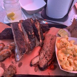 Brisket, Ribs, Sausage and M&C Brisket, Ribs, Sausage and M&C