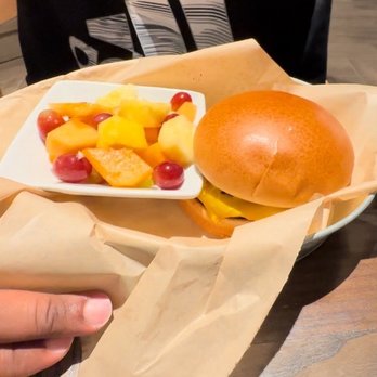 Thirty Acres Kitchen - Kid's cheeseburger with fruit - Burgers Near Me - Buena Park, California Thirty Acres Kitchen - Kid's cheeseburger with fruit - Burgers Near Me - Buena Park, California