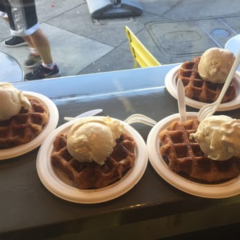Little Gem Belgian Waffles - Churroffle X 4!! My friends all got the churroffle with ice cream because it was so good! - Desserts Near Me - Berkeley, California