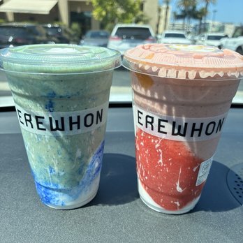Erewhon Manhattan Beach - $20 smoothies, severely overpriced. Coconut (left) was good and strawberry (right) was average at best - Grocery Near Me - Manhattan Beach, California Erewhon Manhattan Beach - $20 smoothies, severely overpriced. Coconut (left) was good and strawberry (right) was average at best - Grocery Near Me - Manhattan Beach, California