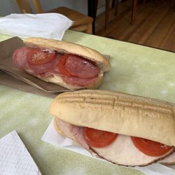 Lil' Annie's Cafe - Italian salame sandwich on left and combination sandwich on right.