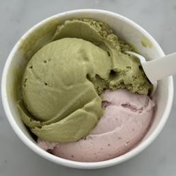 Green tea and strawberry gelato Green tea and strawberry gelato
