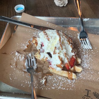 Press Waffle Co. - Kids starting to eat The House waffle - Breakfast & Brunch Near Me - Little Rock, Arkansas Press Waffle Co. - Kids starting to eat The House waffle - Breakfast & Brunch Near Me - Little Rock, Arkansas