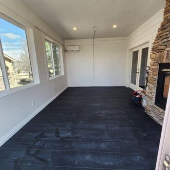Guerreros Contracting - New sunroom. Closed up 1 entrance to home & made a wall. Floor raised & added windows, paneling, electrical, flooring, heating & cooling. - Fireplace Services Near Me - Hudson, Colorado