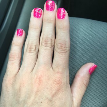 Chelmsford Nail and Spa - Hot pink gel with sparkles - Nail Salons Near Me - Chelmsford, Massachusetts