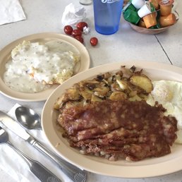Corned beef hash and biscuits with gravy Corned beef hash and biscuits with gravy