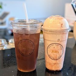 ZeeV's Nutrition Studio - Grape colada tea and banana split shake