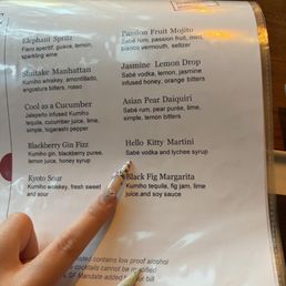 Drink menu Drink menu