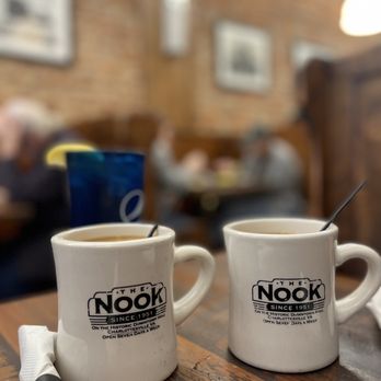 The Nook - two cups of coffee on a table - American Near Me - Charlottesville, Virginia