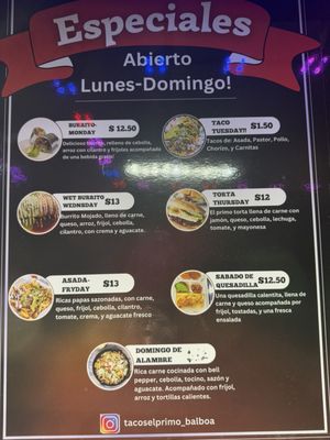 Menu photo 2 Tacos El Primo Los Angeles, CA Menu photo 2 Tacos El Primo Los Angeles, CA