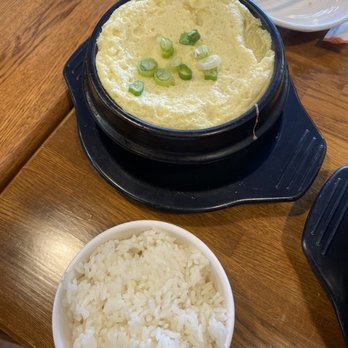 Chef JK Korean BBQ - Egg casserole and rice for kimchi soup - Korean Near Me - Evans, Georgia