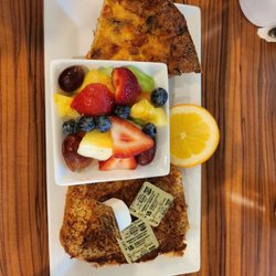 Benedict's Restaurant - Quiche with fruit and bread