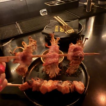 Noir Bar - Enoki mushroom and bacon and pork belly skewers - Bars Near Me - Orlando, Florida