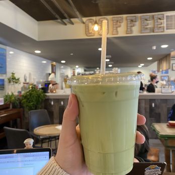 Walnut Beach Coffee House - Iced Matcha Latte with Pistachio syrup - Cafes Near Me - Milford, Connecticut Walnut Beach Coffee House - Iced Matcha Latte with Pistachio syrup - Cafes Near Me - Milford, Connecticut