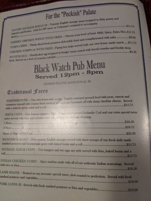 Menu photo 1 Black Watch Pub Upland, CA