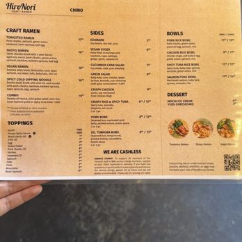 HiroNori Craft Ramen - Menu - Ramen Near Me - Chino, California