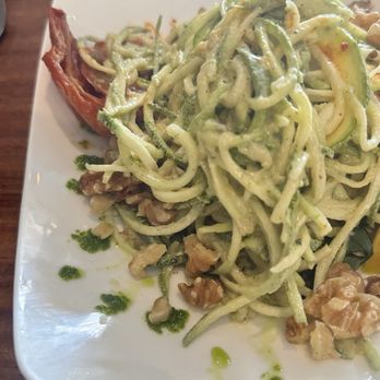 Raw Love - Zucchini pesto noodles - Vegan Near Me - Tulum, ROO Raw Love - Zucchini pesto noodles - Vegan Near Me - Tulum, ROO