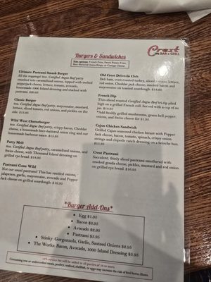 Menu photo 4 Crest Bar & Grill Bakersfield, CA