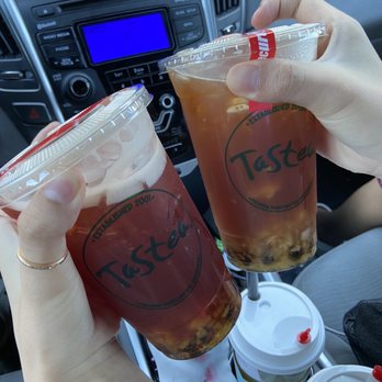 Tastea - left : peach me sweetie right : lychee peachee - Bubble Tea Near Me - Chino Hills, California Tastea - left : peach me sweetie right : lychee peachee - Bubble Tea Near Me - Chino Hills, California